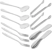 OKUMEYR 14pc Stainless Steel Cheese Knife Fork Spoon Set Charcuterie Utensils Cheese Board Accessories Portable Home Kitchenware