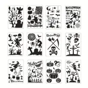 12Pcs Reusable Painting Stencil Templates DIY Drawing Stencils Halloween Theme