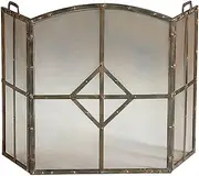 Fireplace Screen Guard, Fire Guard 3 Panel Foldable Fire Screen Protector, Fireplace Fence, Indoor and Outdoor Freestanding Spark Guard for Baby and Pet (Color : Red Copper)