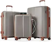 [EastVita] 3 Pieces Luggage Set, Abs Hard Shell Expandable Spinner Luggage, 20/24/28 Expandable Suitcase