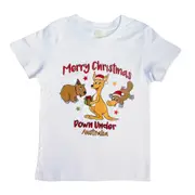 New Kids Christmas Xmas T Shirt Tee Tops 100% Cotton Boys Girls Gift Red White - Kangaroo (White)