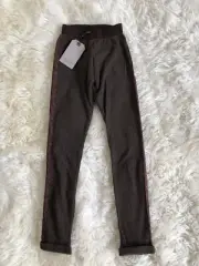 New Zara Girls Brown Tuxedo Stripe Knit Leggings Pants Size 10 Years