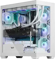 darkFlash ATX Mid-Tower PC Case, Pre-Install 4 PWM ARGB Fans Computer Case, Full View Dual Tempered Glass Gaming PC Case, Type C Port, Supports up to 360mm Water Cooling Radiator (White), DS900