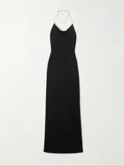 [Bottega Veneta] Bottega Veneta - Chain-embellished Knitted Halterneck Gown - Black - M M Black