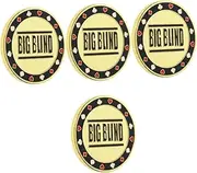 Totority 4pcs Big and Small Blinds Buttons Poker Chips Poker Gambling Tokens Number Chips Poker Counting Chips Counting Money Tokens Party Favor Gambling Game Accessory Iron Metal Chip Rack