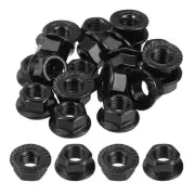 M12x1.5mm Serrated Flange Hex Lock Nuts, 25Pcs Hexagon Flange Nut, Black