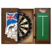 TEX PRO Bristle Dart Board + Formula Sports Bar Coat of Arms Cabinet + 6 x Darts