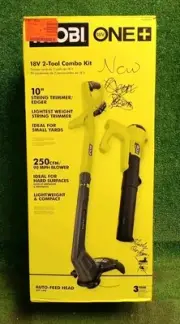 RYOBI 10" String Trimmer & 250CFM Blower Combo Kit - TOOLS ONLY - PCLCK201K, NEW