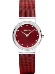 Bering 10126-303 Red Dial Stainless Steel Womens Watch