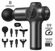 Massage Gun LCD Deep Tissue Percussion Massager Muscle Therapy 8 Heads 99 Speeds