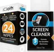 iCloth Large Screen Cleaning Wipes for Electronics, Lint-Free(24 Wipes)