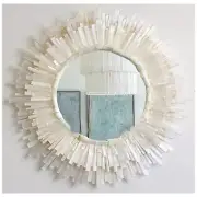 42" Selenite Mirror Gemstone Elegant Crystal Mirror Gemstone Bathroom Deco