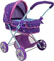 Mermaid Doll Pram - Kids Pretend Play, Retractable Large Canopy, Shopping Basket & Removable Carry Cot Bed, Ages 3+