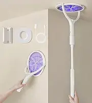 ZOCINS Rechargeable Electric Fly Swatter with Telescopic Extension＆Rotating Head, 3500V Electric Mosquito Swatter with 3 Layers Safety Mesh, Mosquito Repellent Bug Killer Fly Trap Indoor Outdoor