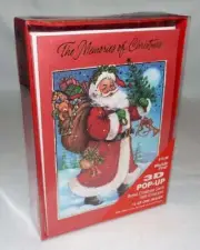 Boxed Set Vintage 1999 Dickens Company Christmas Cards 3-D Pop-Up Santa Clause