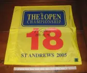 SIR NICK FALDO SIGNED BRITISH OPEN GOLF FLAG WITH VICTORY YEARS FULL PSA LETTER