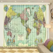 Map Shaped Like Fish 3D Curtain Blockout Photo Printing Curtains Drape Fabric