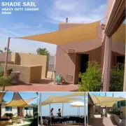 Rectangle 3x6m Shade Sail Sun Canopy Outdoor Pool Awning Heavy Duty 280gsm SAND