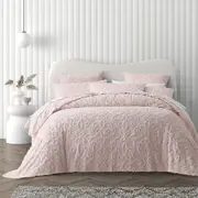 Bianca Ella Blush Cotton Chenille Floral Bedspread Set (Single, King Single, Double, Queen, King, Super King) or Accessories