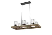 METI Pendant Lamp Light Interior ESx6 Warm Chestnut Wood Rectangular with Clear Glass L1035mm