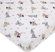 Disney Mickey Mouse Light Blue, White, and Tan Donald Duck, Goofy, and Pluto Super Soft Nursery Fitted Crib Sheet
