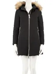 Black Padded Fur Trim Parka Coat