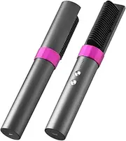 Cordless Hair Straightener Brush, Portable Straightening Brush for Travel, 100 Million Negative Ionic Mini Hair Straightener Comb for Women, with 6 Temps & 20s Fast Heating, Anti-Scald
