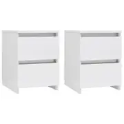 vidaXL 2x Bedside Cabinets High Gloss White Engineered Wood Couch End Table