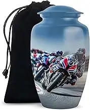 Motorcycle Racing Urns for Human Ashes Adult Man - Memorial Urns for Human Ashes Large - Funeral & Burial for Male & Female - Decorative Gift for Ashes - 10 Inch