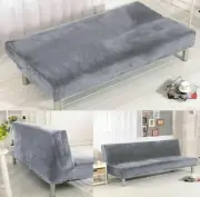 Maxijin Gray Velvet Futon Cover Stretch Slipcover Protector Form Fit Stylish