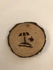 2.5” Hand Burned Pyrography Ornament “Beach Umbrella” Vector