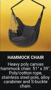 Hanging Hammock Chair Black Without Stand