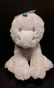 Kellytoy Baby Soft Plush Gray Dinosaur Blue Spots Rattle Toy 11" NEW NWT