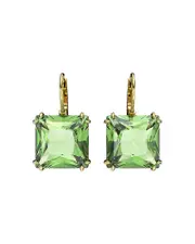 Swarovski Millenia Green Square Crystal Drop Earrings in Gold Tone