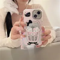 在飛比找蝦皮購物優惠-ins閃粉可愛電話機kitty貓 適用於 iPhone 15