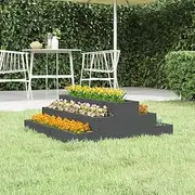 Raised Garden Bed, Elevated Planter Box Plant Container Grey 80x80x27 cm Solid Wood Pine