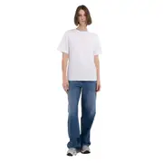 Replay Womens Basic Short Sleeve Tops Jersey T-Shirt w/Micro Print White