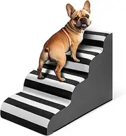 JOEJOY Curved Dog Stairs Ramp for High Beds 19" H, 4-Step Dog Steps for Small Dogs and Cats, Pet Stairs for High Bed Climbing, Non-Slip Balanced Pet Step Indoor, Grey