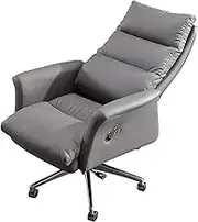 KJLY Office Chair High Back Executive Office Chair, Adjustable Swivel Boss Chair Ergonomic Computer Chair with Retractable Footrest, Cowhide (Color : Grey)