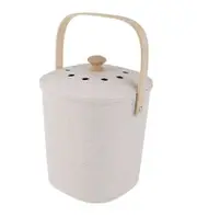 Biodegradable Bamboo Compost Bin Waste Composter Food Recycling White 3.8L
