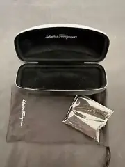 Salvatore Ferragamo Large (Sun)Glasses Clamshell Case Black with Pouch & Cloth
