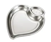 Snack Plate Peach Shape 2 Section 304 Stainless Steel Food Dessert Appetizer Plate for Restaurant-Silver