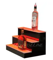 18" LED LIGHTED BAR SHELF, Three Step Liquor Bottle Glorifier, Back Bar Shelving