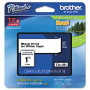 Brother P-Touch TZe Standard Adhesive Laminated Labeling Tape, 1"w, Black on Whi