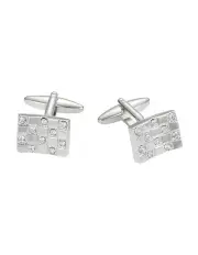 [Cudworth] Brushed Rhodium Plated & Amethyst Crystal Cufflinks in Silver