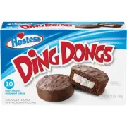 Hostess Ding Dongs Invidually Wrapped Cream Filled Chocolate Cakes Box of 10 | B