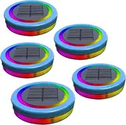 RGB Solar Pool Light - 5 Solar Floating Pool Lights | IP68 Waterproof Floating Pool Lights Solar Powered, Color Changing Solar Pool Light, UV-Resistant Auto On/Off 1800mAh Swimming Pool Lights