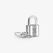 New Genuine Authentic Pandora Silver Padlock & Key Dangle Charm Set 790088C01