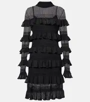[Zimmermann] Zimmermann Crush High Neck Frilled knitted minidress AU 14 black