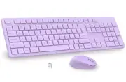 LeadsaiL Purple Wireless Keyboard and Mouse Combo, Full-Sized Ergonomic Compu...